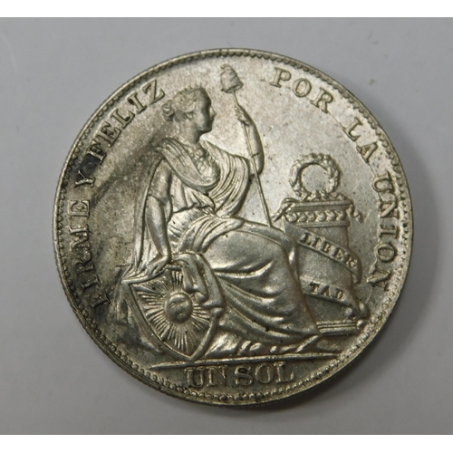 128 - 1934 Peru silver crown - one sol, uncirculated