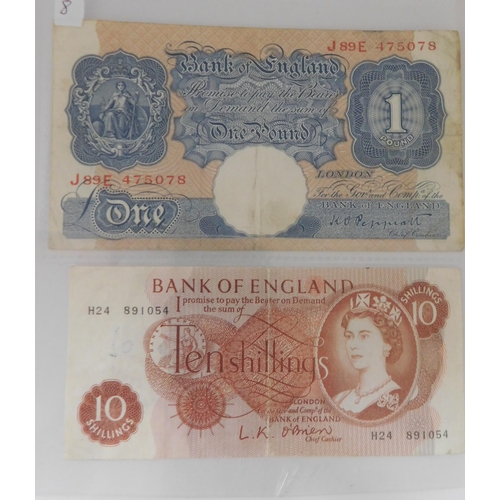 131 - 1955 O'Brien 10/- banknote and 1940 Wartime peppiatt £1 banknote