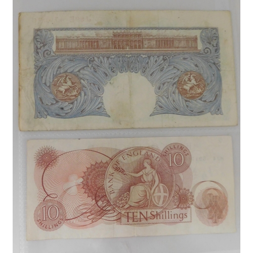 131 - 1955 O'Brien 10/- banknote and 1940 Wartime peppiatt £1 banknote