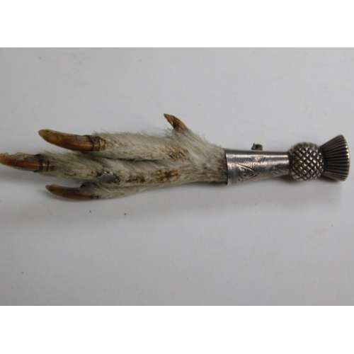 136 - Vintage Scottish, Lucky Thistle & Rabbits foot brooch