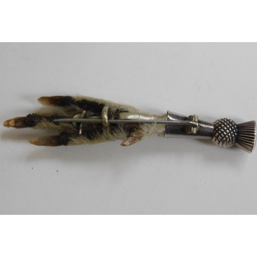 136 - Vintage Scottish, Lucky Thistle & Rabbits foot brooch