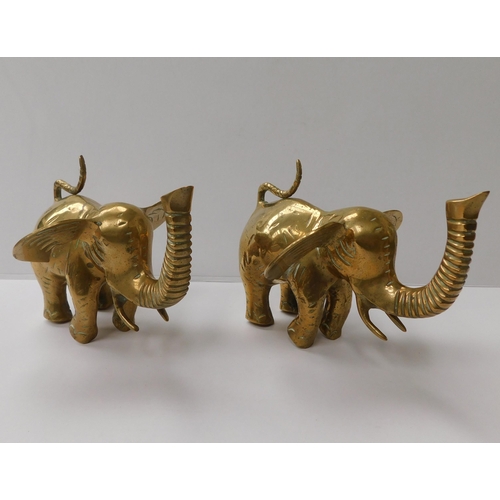 147 - Pair of vintage brass elephant bookends
