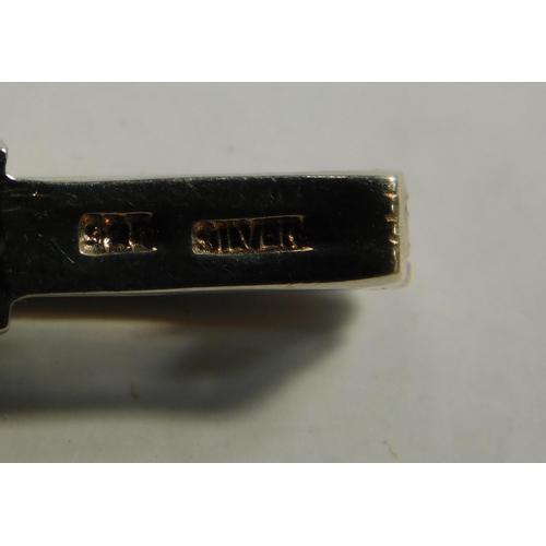 150 - Sterling silver ladies watch, with mother of pearl face and amethyst detail