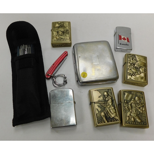 151 - Collection of lighters, pen knives etc. incl. Zippo