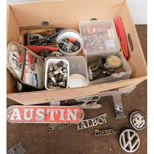 512 - Vintage car name plates plus auto spares
