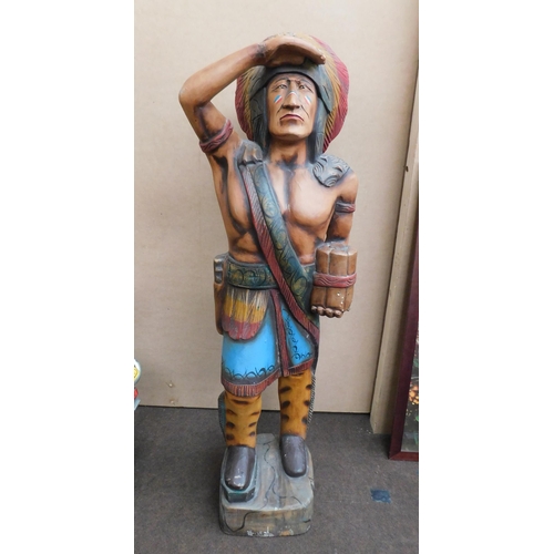 1 - Americana style – Native American Indian Chief, wooden, some damage – approx. height 54” tall