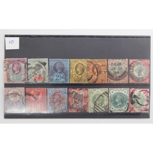 102 - Stamp stock card featuring – 1887/1901 Queen Victoria Jubilee issues – fine used