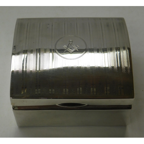 104 - Sterling silver hallmarked - Masonic/Freemasons, casket/lidded box – approx. dimensions 4” x 3 1/2”