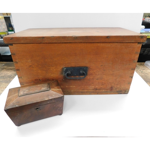 25 - Wooden box & tea caddy 24.5x12