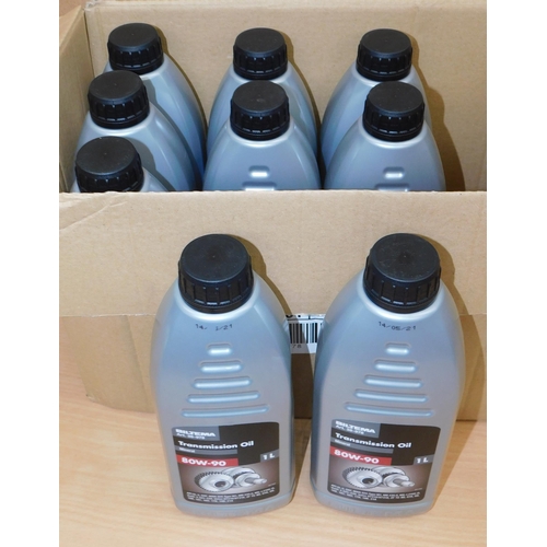 509 - Box of 9x new litre 80W-90 gearbox oil bottles