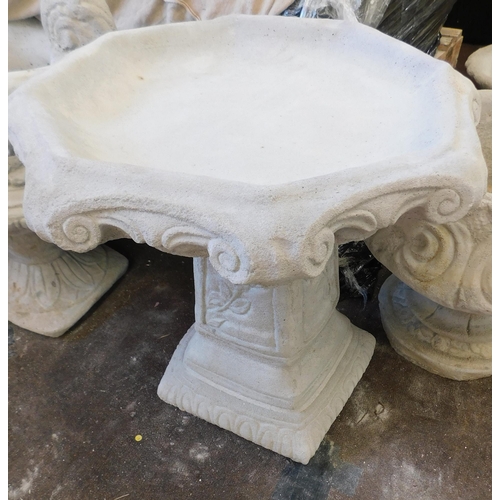 509a - Rose pattern stoneware bird bath