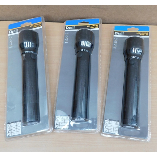 510 - 3x Diall new/sealed 180 lumens pro LED torches