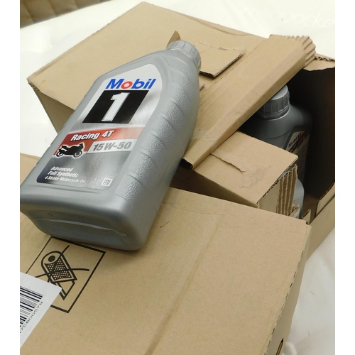 529 - 2 Boxes 12 per box of 1L Mobil Racing  4T 15W-50 4 stroke motorcycle oil