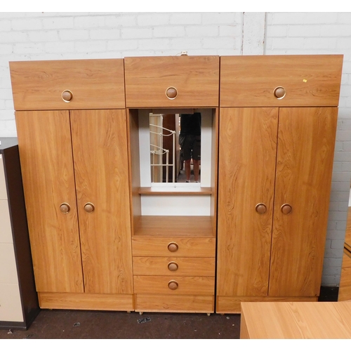 536 - Light oak effect set of 3 wardrobes