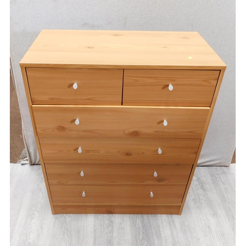 537 - Pine effect 2 over 4 chest of draws