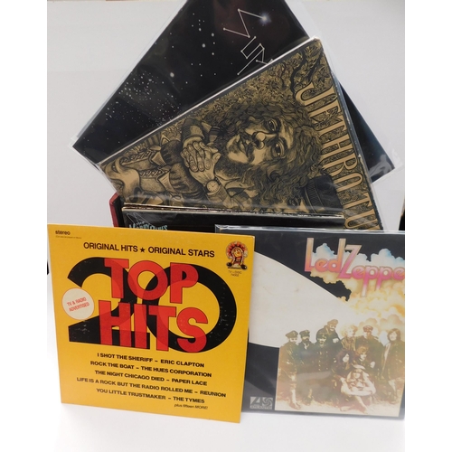 8 - Box of collectable vinyl LP's inc Led Zeppelin, Jethro Tull, Super Tramp, ACDC, Ultravox
