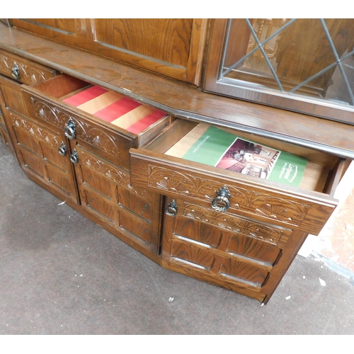 643 - Larkwood large display cabinet in oak with cocktail section