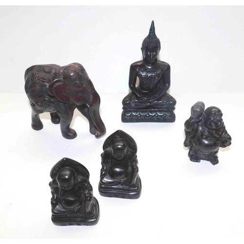 14 - Resin buddha figures & elephant