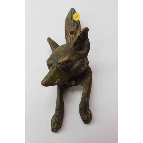 17 - Brass - fox door knocker