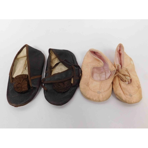 18 - Two - Pairs of early vintage - baby shoes