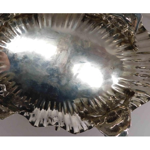 198 - Silver - fluted serving dish - hallmarked Sheffield 1894 655g