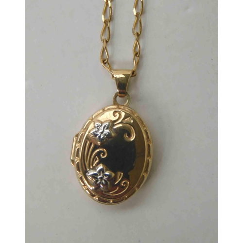 238 - 9ct Gold chain & yellow/white locket