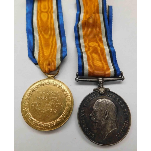 256 - WWI era - British Military issue medal pair to Liverpool reg. 86285