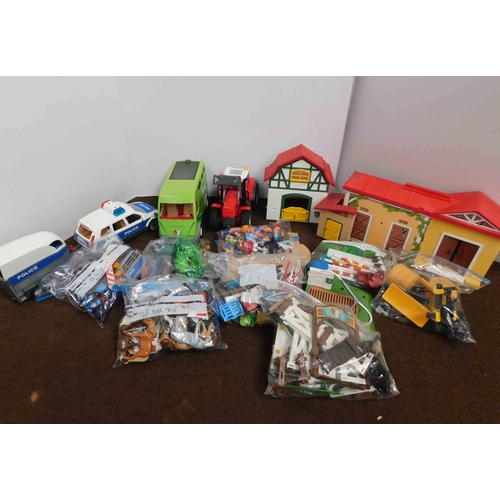 43 - Playmobil stables including - show jumping, horseboxes, 14 horses, 21 figures, vehicles, fences & ac... 