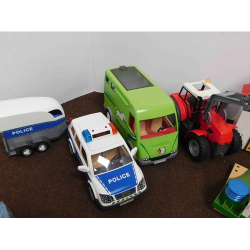 43 - Playmobil stables including - show jumping, horseboxes, 14 horses, 21 figures, vehicles, fences & ac... 