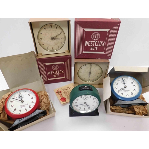 54 - Five - Vintage shop stock alarm clocks