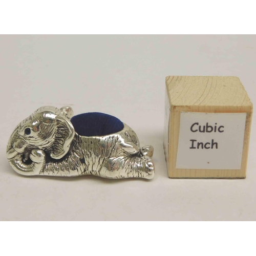 96 - Silver sleeping elephant - pin cushion