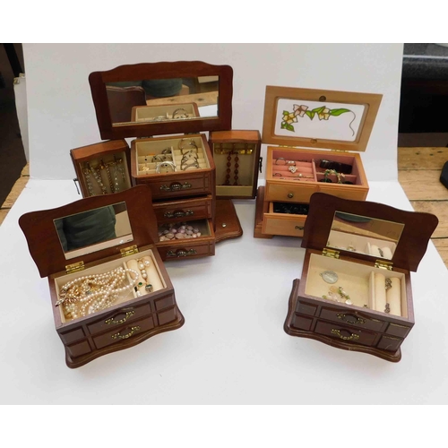 30 - Four - jewellery boxes & costume jewellery