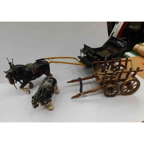 36 - Two - shire horses with carts