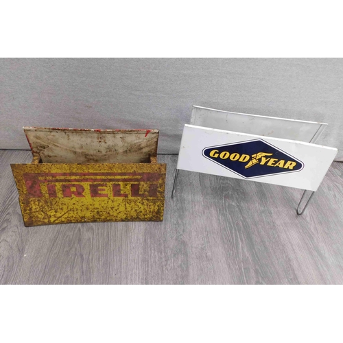 522 - Vintage Goodyear & Pirelli garage advertising signs - (Pirelli double sided)