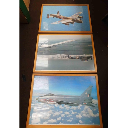 534 - 3x Large framed plane prints each approx 26 3/4 x 37