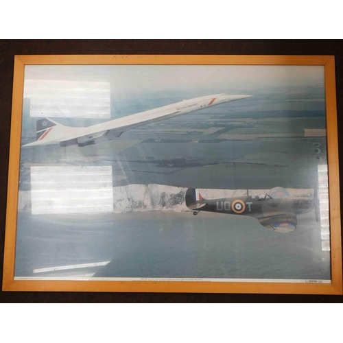 534 - 3x Large framed plane prints each approx 26 3/4 x 37