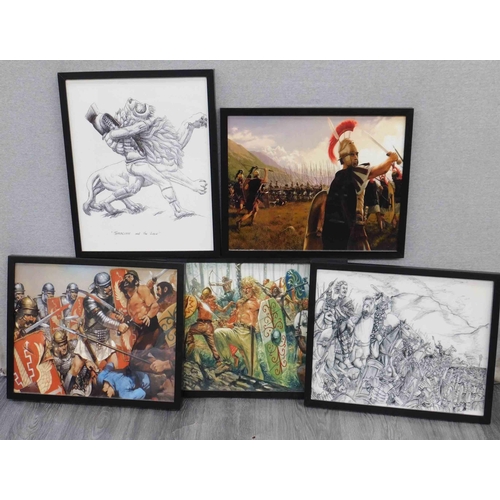 548 - Selection of 5 framed Gladiator style prints