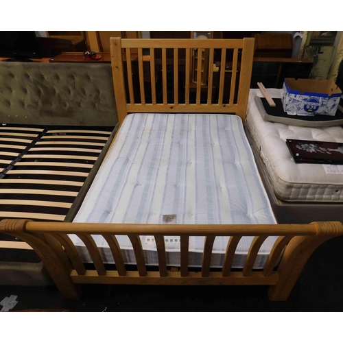 553 - Solid double bedframe & mattress (mattress as seen)