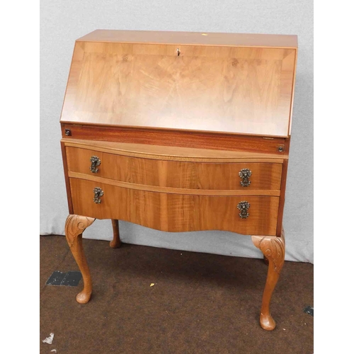 559 - Half cut drop fronted two drawer writing bureau