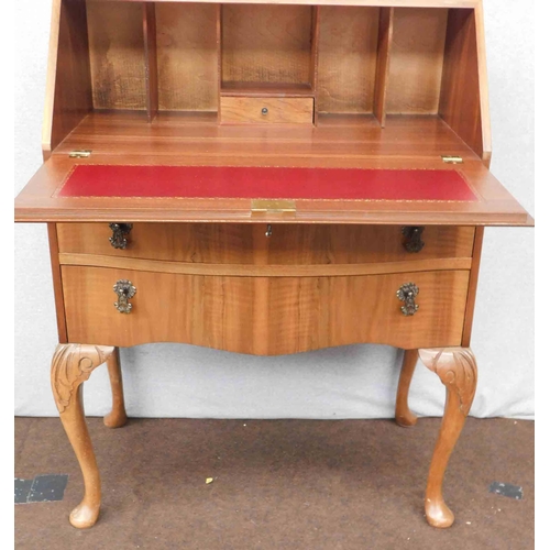 559 - Half cut drop fronted two drawer writing bureau