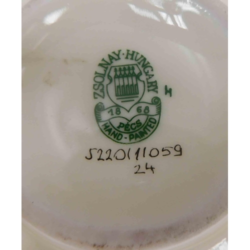 104 - Hungarian Zsonaly - hand painted porcelain pumpkin vase - no damage