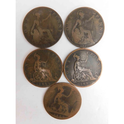 109 - Victorian & Georgian pennies - dated between 1889 & 1912