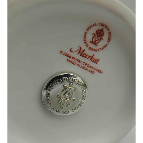 112 - Royal Crown Derby - Meerkat paperweight with gold stopper and box - no damage