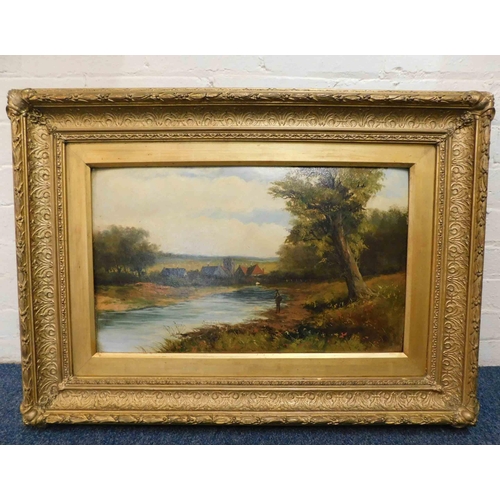 185 - Original gilt framed oil on board - frame 36 x 25 1/2