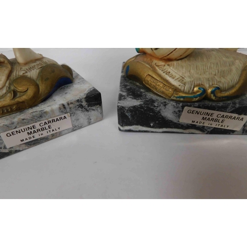 203 - Pair of Italian figures - signed Simonelli on marble plinths