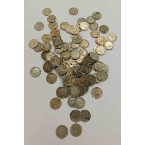 213 - 168g weight - pre 1947 three pence silver coins from 1886 to 1947