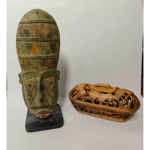 64 - African mask & hand carved bowl
