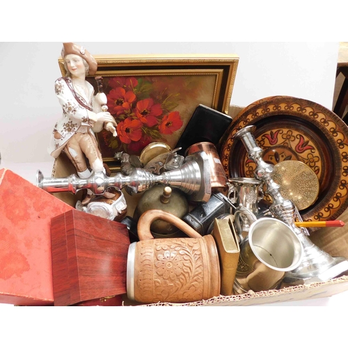 74 - Antique & vintage items including - compacts, candlesticks & trinket boxes