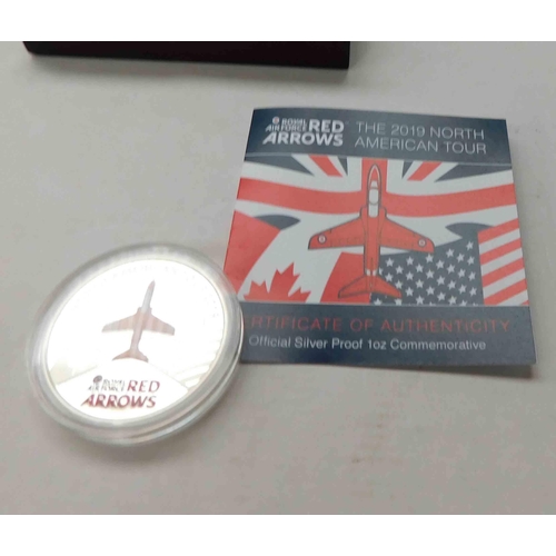 122 - 2019 Royal Air Force - Red Arrows silver proof 1 oz coin with paperwork