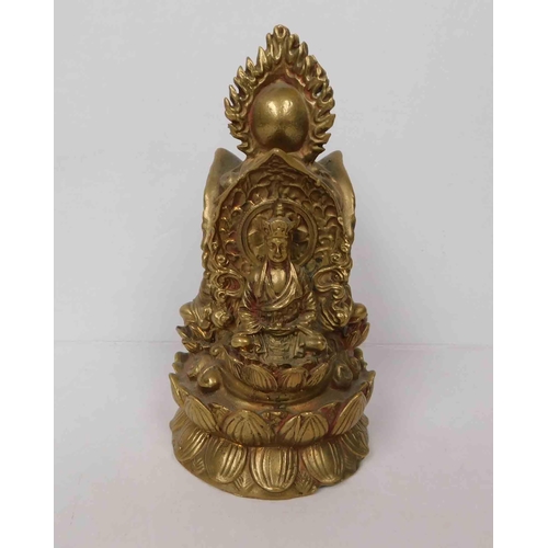 128 - Tibetan - brass cast Triple Buddha figural group